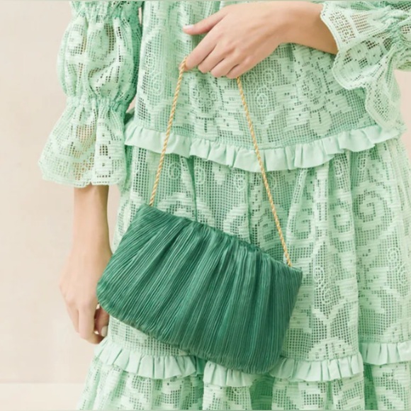 ISO Loeffler Randall Antoinette Sage Tiered Lace Dress - Picture 3 of 3